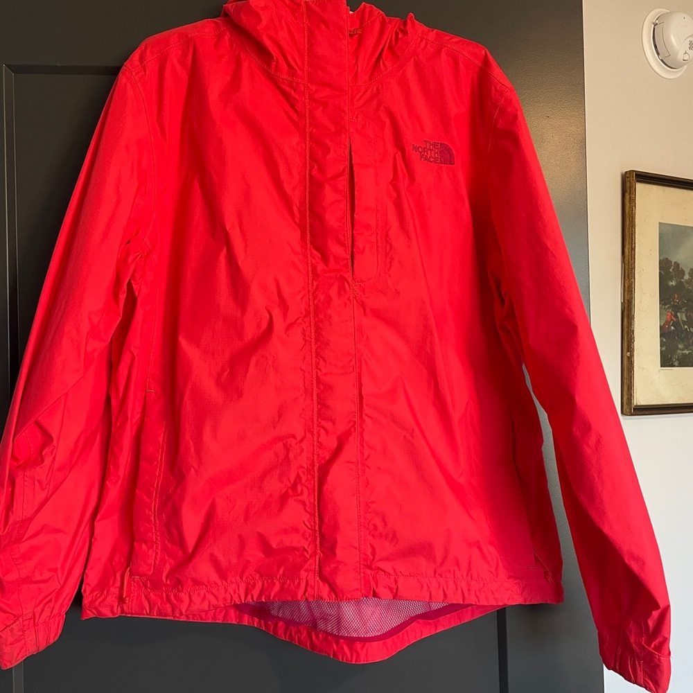 North Face bright cherry color windbreaker..Large womens